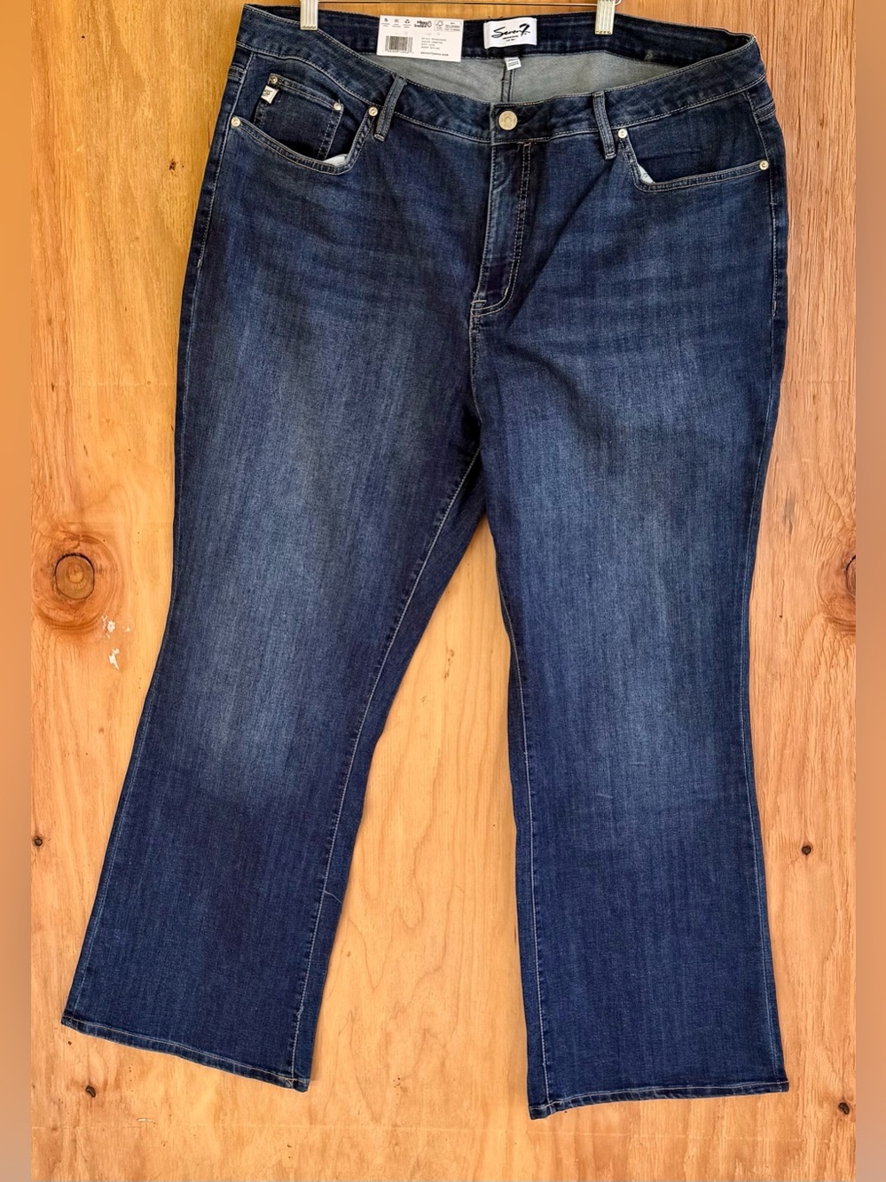NWT Seven7 Premium Bootcut Jeans Womens Plus Size 22W High Rise Dark Wash Denim